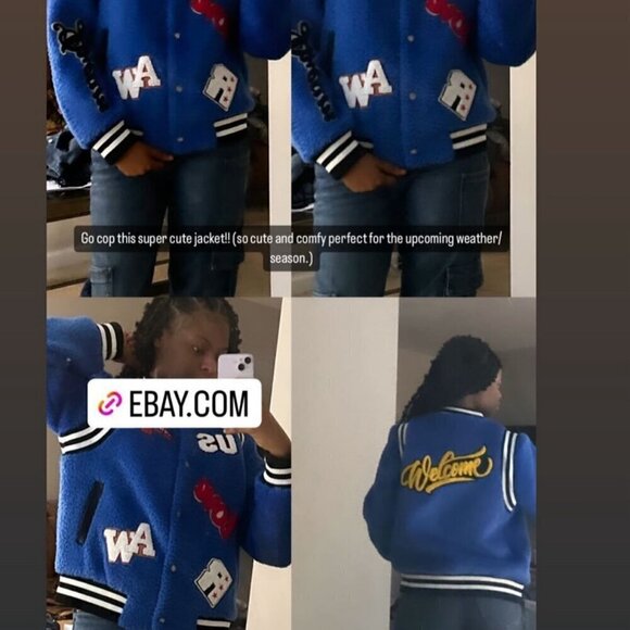 Azalea Wang Furry Varsity Letterman Jacket size S NWT - Picture 3 of 5